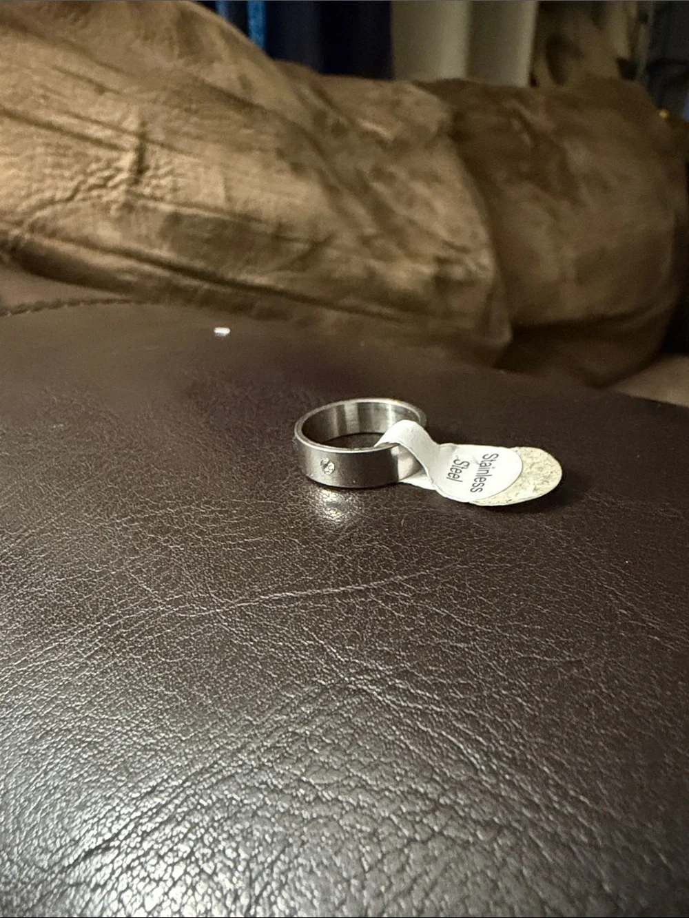 NWT Women’s Stainless Steel Ring with Single Stone - Silver Size 5-6